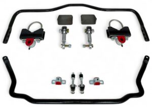 Front & Rear Sway Bars Set, Spherical End Links, 1964-1967 GM A-Body, Black - 1964-1967 Oldsmobile Cutlass